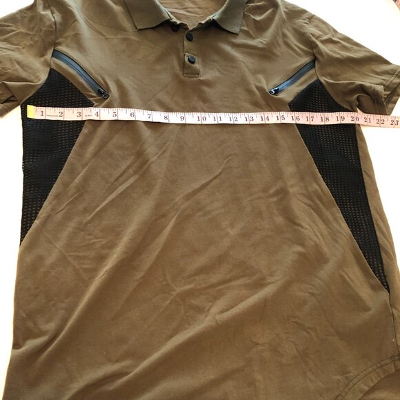 Platini Men Short Sleeve Polo Shirt Size XL Green Black Colorblock Stretch - Picture 7 of 8